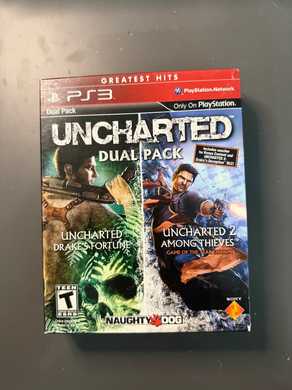 Uncharted Dual Pack Greatest Hits PS3 USA Very Good CIB - outer box front