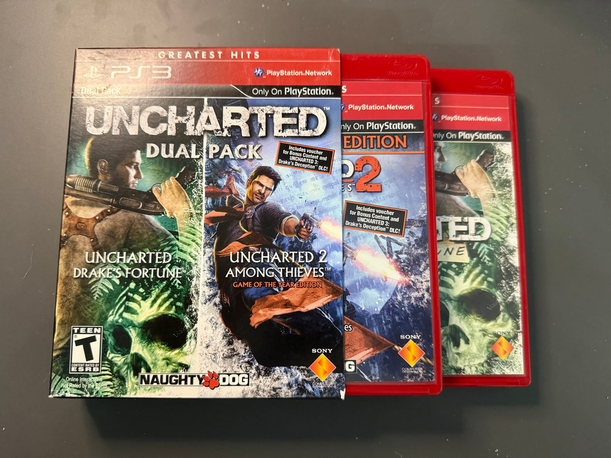 Uncharted Dual Pack Greatest Hits PS3 USA Very Good CIB - boxed set with both game cases
